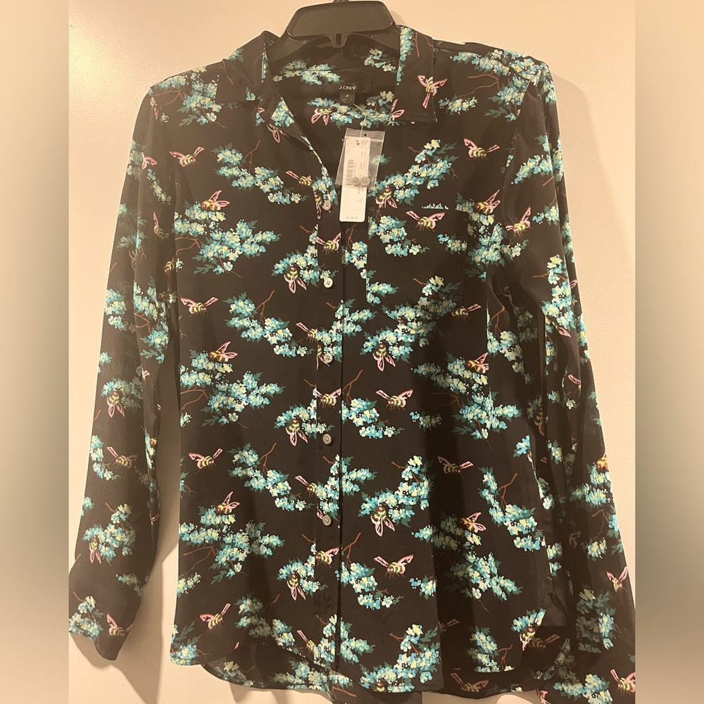 J. Crew botanical bees blouse size 2